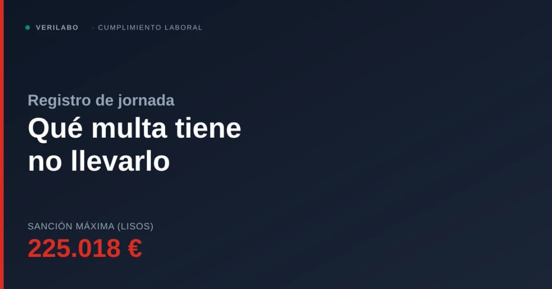 Multa por no llevar el registro de jornada: cuantías 2026 y cómo evitarla